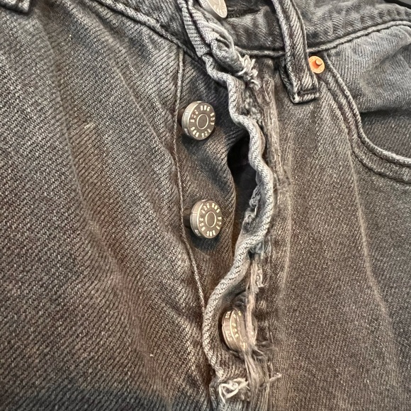 BDG Charcoal Kick Flare High Rise Cropped Distressed Jeans Urban Outfitters - Picture 9 of 15